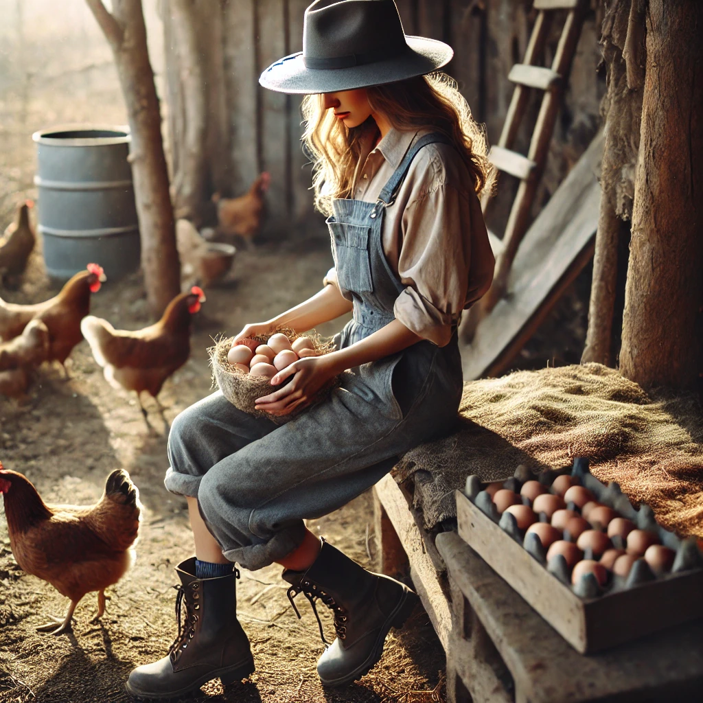 What To Wear When Collecting Eggs? Pic Of Girl Collecting Eggs Dall-E Image